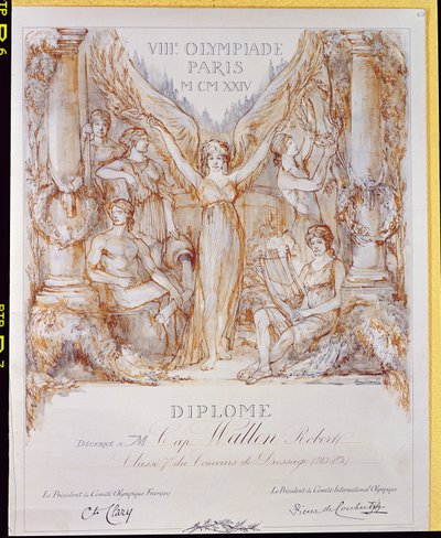 Diplomutdeling fra VIII Olympiad, holdt i Paris av Bernard Naudin