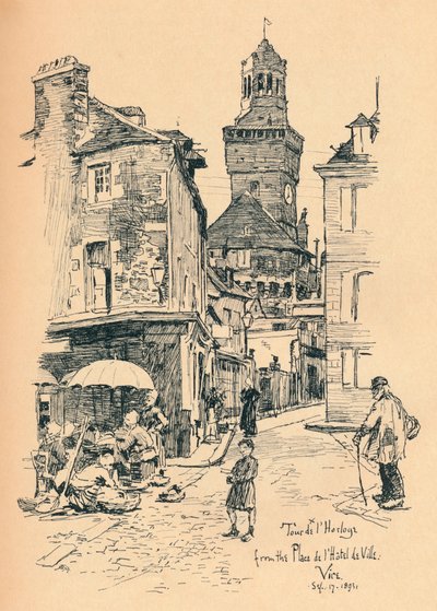 Klokketårn, Vire, c1893 av Bernard Partridge
