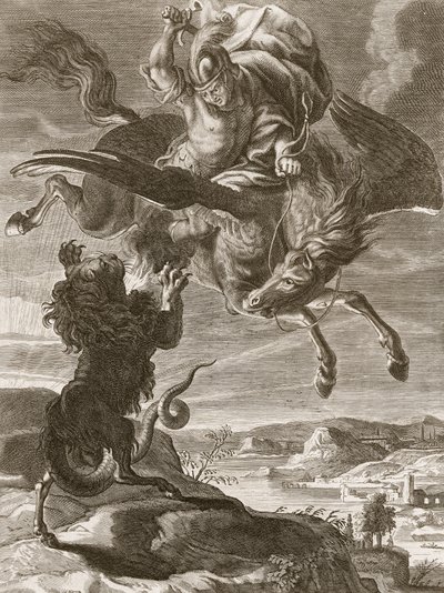 Bellerophon kjemper mot chimaeraen, 1731 av Bernard Picart