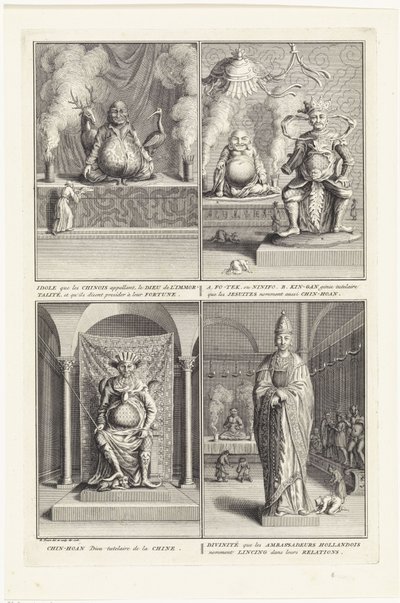 Fire kinesiske guder, 1728 av Bernard Picart