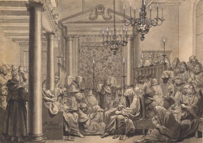 Den store forsoningsdagen i den øvre synagogen i Amsterdam av Bernard Picart