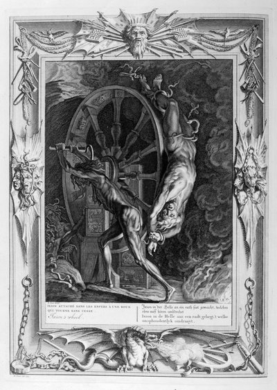 Ixion i Tartarus på hjulet, 1733 av Bernard Picart