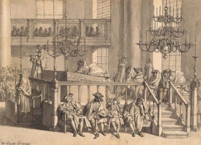 Jødisk nyttår i den portugisiske synagogen i Amsterdam av Bernard Picart