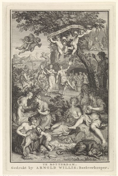 Landskap med gjetere og gjeterinner Tittelside for: F. Greenwood, Poems, 1719 av Bernard Picart
