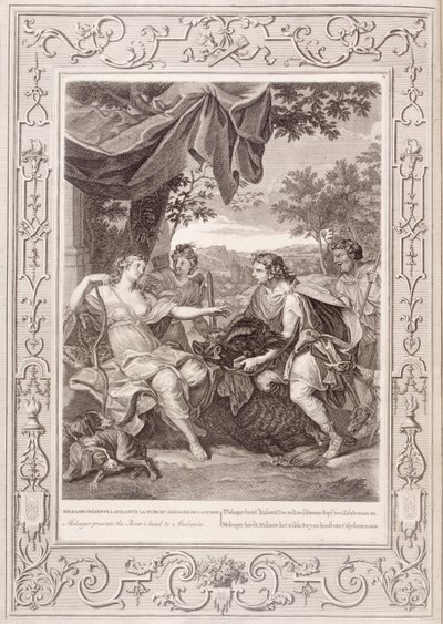 Meleager presenterer villsvinens hode til Atalanta, 1731 av Bernard Picart