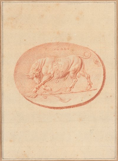 En av seks cameoer med mytologiske og klassiske emner (rødt kritt på papir) av Bernard Picart