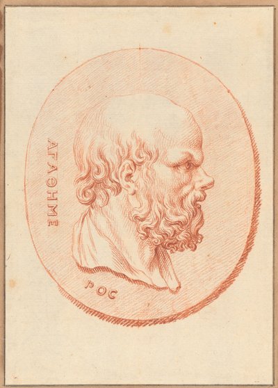 En av seks cameoer med mytologiske og klassiske emner (rødt kritt på papir) av Bernard Picart