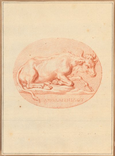 En av seks cameoer med mytologiske og klassiske emner (rødt kritt på papir) av Bernard Picart