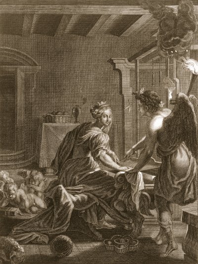 Penelope ved vevstolen hennes, 1731 av Bernard Picart