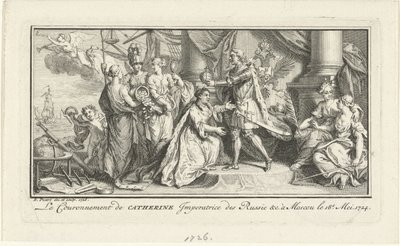 Peter den store kroner sin kone Catherine I som keiserinne, 1726 av Bernard Picart