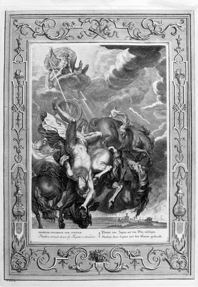 Phaeton truffet av Jupiters tordenbolt, 1733 av Bernard Picart