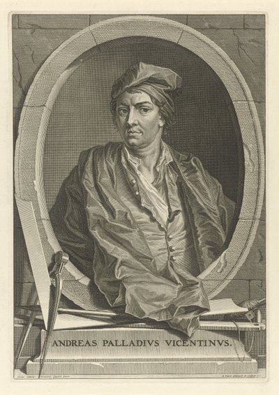 Portrett av arkitekten Andrea Palladio 1508-1580 etter Paolo Veronese, 1716. av Bernard Picart