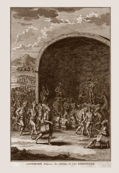 Religiøs seremoni for innbyggerne på Isle of Hispaniola, c1721. av Bernard Picart