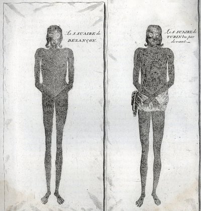 Representasjon av likkledet av Besancon og likkledet av Torino Gravering fra "Illustrasjon av religiøse seremonier og skikker til alle verdens folk" av Bernard Picart (1723-1743) 1819 Privat samling av Bernard Picart