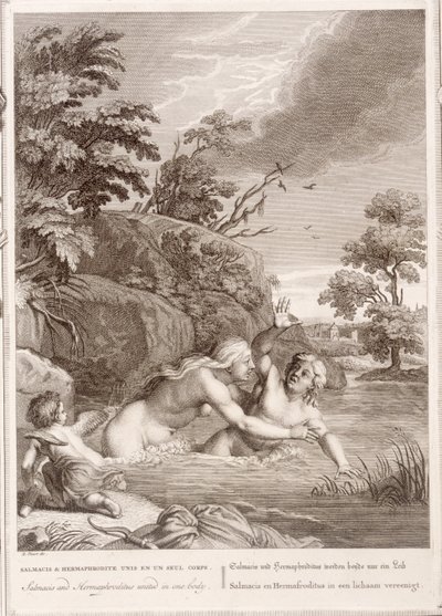 Salmacis and Hemaphroditus United in One Body, 1731 av Bernard Picart