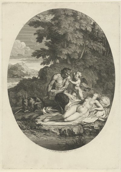 Satyr forfølger den sovende Venus av Bernard Picart