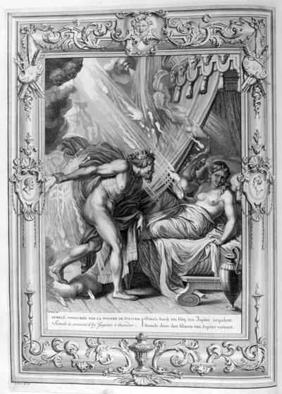 Semele fortært av Zevs ild (gravering) av Bernard Picart