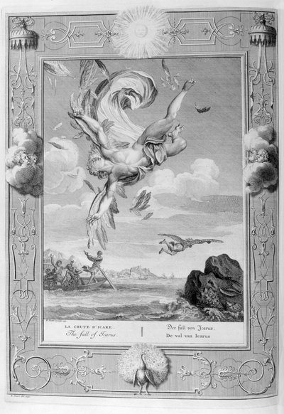 Ikaros fall, 1733 av Bernard Picart