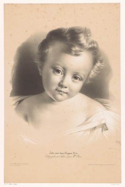 Portrett av et lite barn Studier i to typer kritt (serietittel) Etude aux deux Crayons (serietittel på objekt) av Bernard Romain Julien