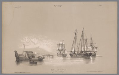 Seilskuter i havna Skildringer av livet på landet (serietittel) La kampanjen. Etudes varieés aux deux Crayons (serietittel på objekt) av Bernard Romain Julien