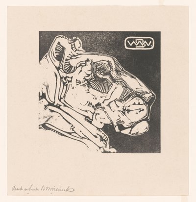 Hodet til en løvinne Løvinne (original tittel) av Bernard Willem Wierink (signed by artist)