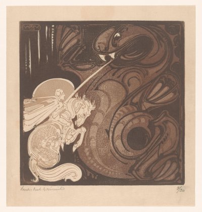 St. Joris (originaltittel) av Bernard Willem Wierink (signed by artist)