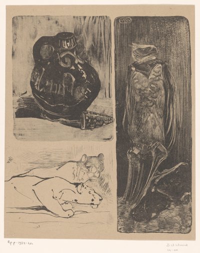 Vase, løvinner og en gribb av Bernard Willem Wierink