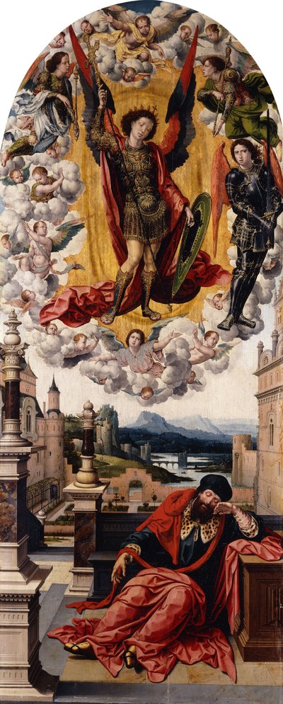 En mann i ferd med å bli vekket fra søvnen av Saint Michael, av Bernard van Orley