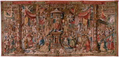 flamsk billedvev. Serien The Honours. Tro (La Fe). Første billedvev i serien. Modelltegnere fra kretsen til Bernard van Orley og Jan Gossaert (Mabuse). Produksjon Pieter van Aelst, Brussel. Ca 1550. Stoff Gull, sølv, silke og ull. av Bernard van Orley