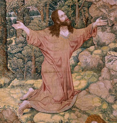 Flamsk billedvev. Serien The passion of Christ (The square passion). Kristus på Oljeberget. Produksjon Pieter de Pannemaeker, Brussel. Tegneserieskaper Barend van Orley. Omtrent 1518-1522. av Bernard van Orley