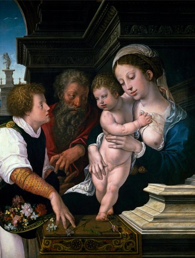 quot;Den hellige familiequot; maleri av Bernard van Orley (Barend, Barent, Bernaert van Brussel av Bernard van Orley