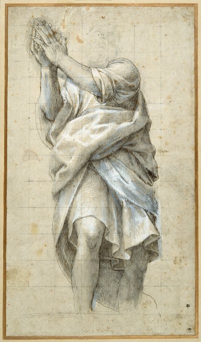 Studie for en apostel (penn og brunt blekk forsterket med hvitt) av Bernardino Gatti