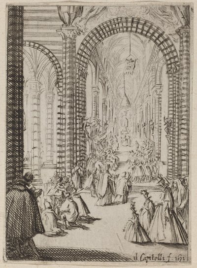 Interiør i en kirke av Bernardino Capitelli