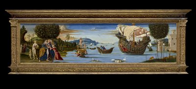 The Beloved of Enalus Sacrificed to Poseidon and Spared, ca. 1512 (tempera, olje og bladgull på tre) av Bernardino Fungai