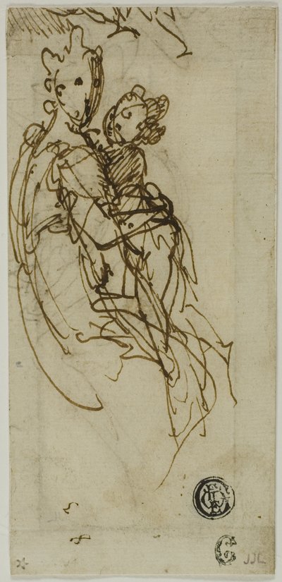 Sittende jomfru og barn (recto); Sittende jomfru og barn (verso) av Bernardino India