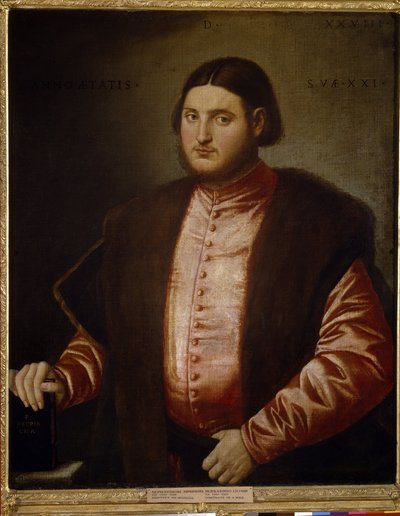 Portrett av en mann (Portrett av en mann). Maleri av Bernardino Licinio (cirka 1489-cirka 1565), olje på lerret av Bernardino Licinio