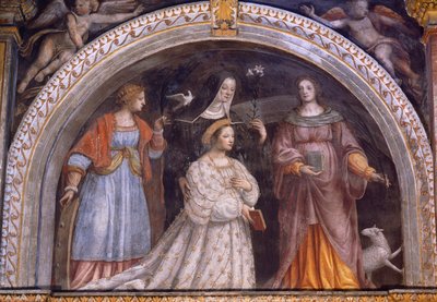 Italia, Milano, Saint Maurice al Monastero Maggiore kirke, Ginevra Bentivoglio Sforza tar slør av Bernardino Luini