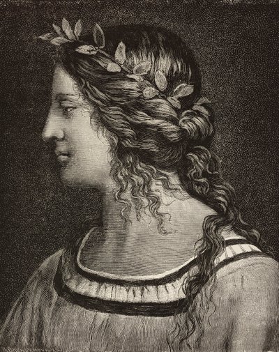 Jomfruens ekteskap, gravering fra detaljer av freskomaleri av Bernardino Luini i Saronno-helligdommen, Italia, fra L