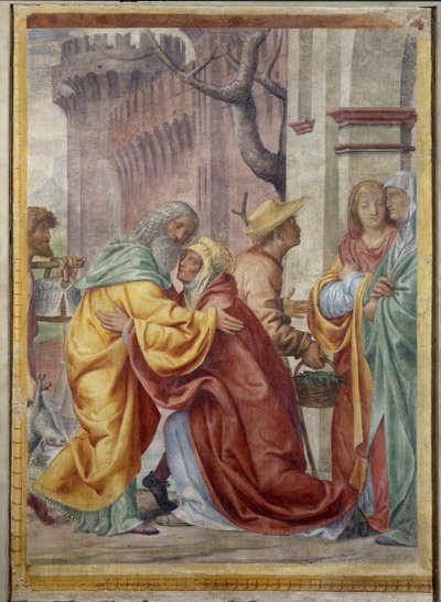 Møte av St. Anne og St. Joachim ved den gylne døren av Bernardino Luini