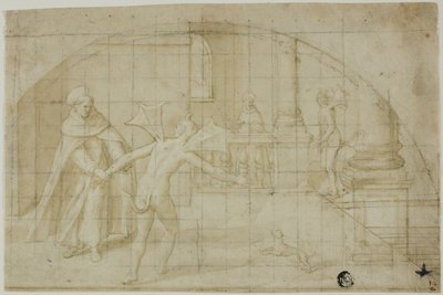 Design for a Lunette: Devils and Saint in a Monastery av Bernardino Poccetti