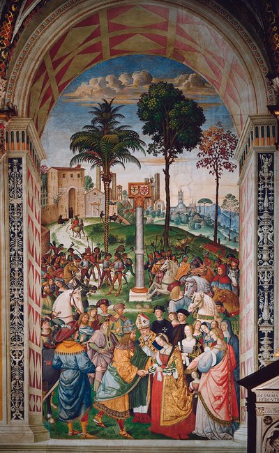Livet til pave Pio (Pius) II (Enea Silvio Piccolomini av Bernardino di Betto Pinturicchio