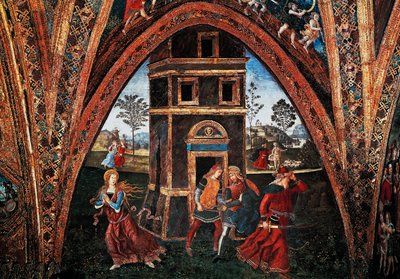 Martyrdom of Saint Barbara, av Bernardino Pinturicchio (ca 1452-1513), freskomaleri, Hall of the Saints, Borgia Apartments, Apostolic Palace, Vatikanstaten, Italia. av Bernardino di Betto Pinturicchio