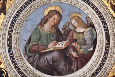 St Matthew, detalj av De fire evangelistene (fresco av Bernardino di Betto Pinturicchio