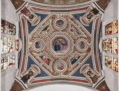 Jomfruens kroning "" De fire evangelistene"" "Sibylene"" og "" kirkens doktorer""" Korhvelvet laget av Pinturicchio (Bernardino di Betto) (1454-1513) - 1508-1510 Basilica av Santa Maria del Popolo (Santa Maria del Pop-kirken av Bernardino di Betto Pinturicchio