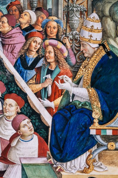 Piccolomini-biblioteket, sørvestveggen: “ Pius II presiderer over Diet of Mantua, 1. juni av Bernardino di Betto Pinturicchio