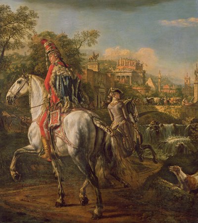 En husar til hest, 1773 av Bernardo Bellotto