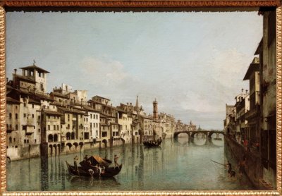 Arno i Firenze med Ponte Santa Trinità av Bernardo Bellotto