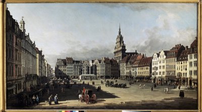 ""Den gamle markedsplassen i Dresden"" (Den gamle markedsplassen i Dresden) Maleri av Bernardo Bellotto (1720-1780) 1750-1752 Pushkin-museet, Moskva av Bernardo Bellotto