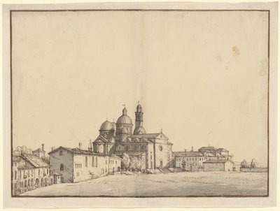 Santa Giustina og Prato della Valle i Padova av Bernardo Bellotto