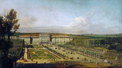 Schönbrunn-palasset sett fra hagene, mellom 1758 og 1761 av Bernardo Bellotto